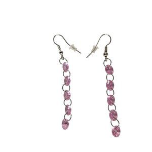 Pink Crystal Drop Earrings Y2K Coquette Fairycore Dangle